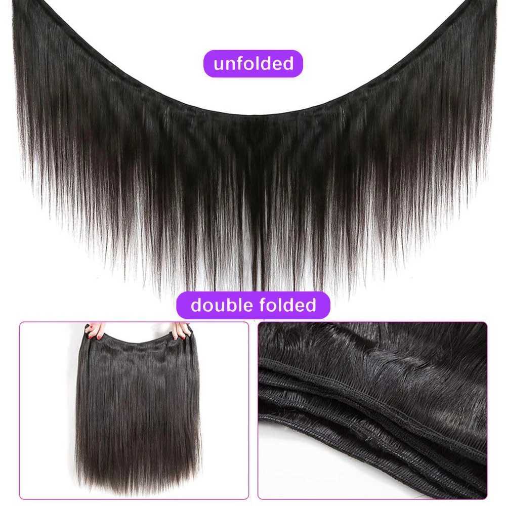 34 36 inch Straight Human Hair Bundles with Clo 4x4 Raw Brazilian Hair Extensions Weave 3 4 Bundles with Transparent CloXJ250120
