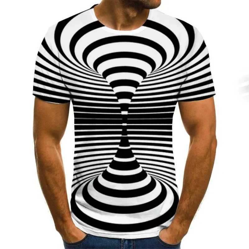 Mens 3D pattern T-shirt loose oversized mens clothing retro fashionable short sleeved top round neck fun and affordableXJ250117