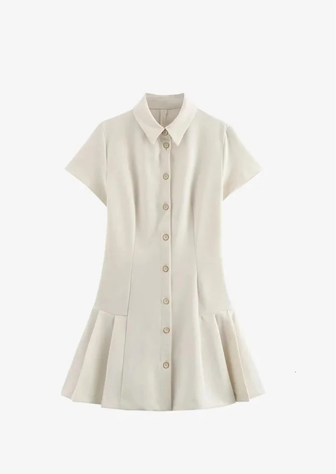 2024 Summer Womens Fashion Style Solid Color Casual Single breasted Collar Shirt Dress Fashionable and Versatile 250107