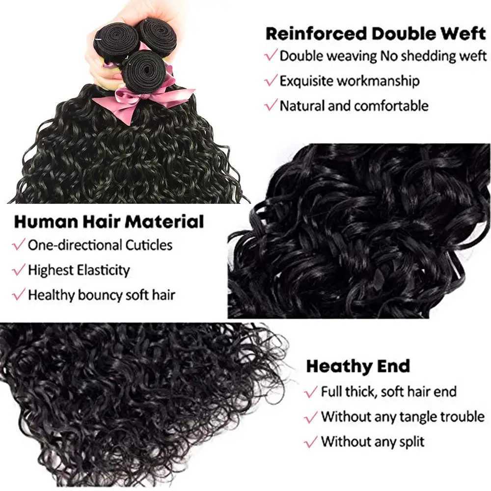 10A Peruvian Hair Bundles With Frontal Water Wave Bundles With Frontal Clo 13x4 Ear to Ear Lace Human Hair Weave ExtensionsXJ250120