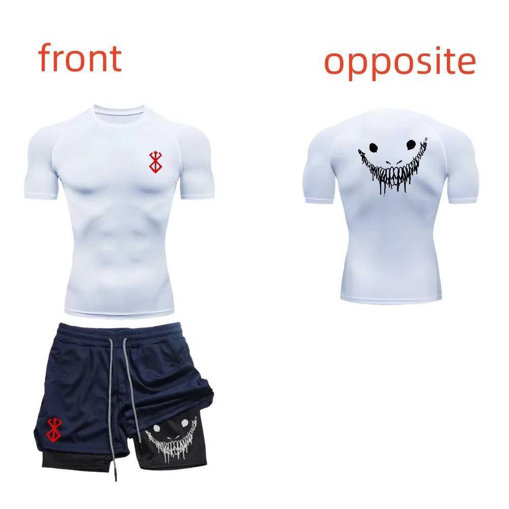 Mens fashionable casual fitness set gym quick drying sportswear shorts+shirt 2-piece set running training summer X250129