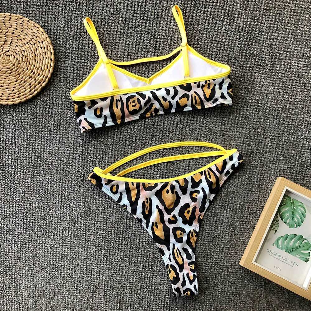 4 Colors Sexy Bikini Women Swimwear Swimsuit Hollow High Waist Solid Leopard Bikinis Set Bathing Suit Bikini Fe Push Up 2024XJ250120