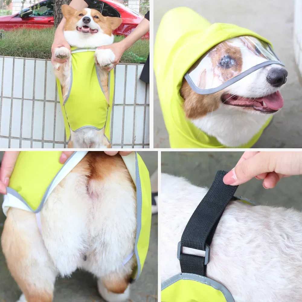 Small Medium Large Dog raincoat All Inclusive Corgi Teddy Law Cloak Rain Cloak Large Dog Clothes Protect Belly Pet RaincoatXJ250121