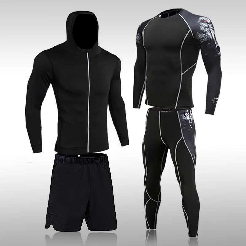 Mens Compression Sportswear Suits Gym Tights Training Clothes Workout Jogging Sports Set Running Rashguard Tracksuit For Men X2501297