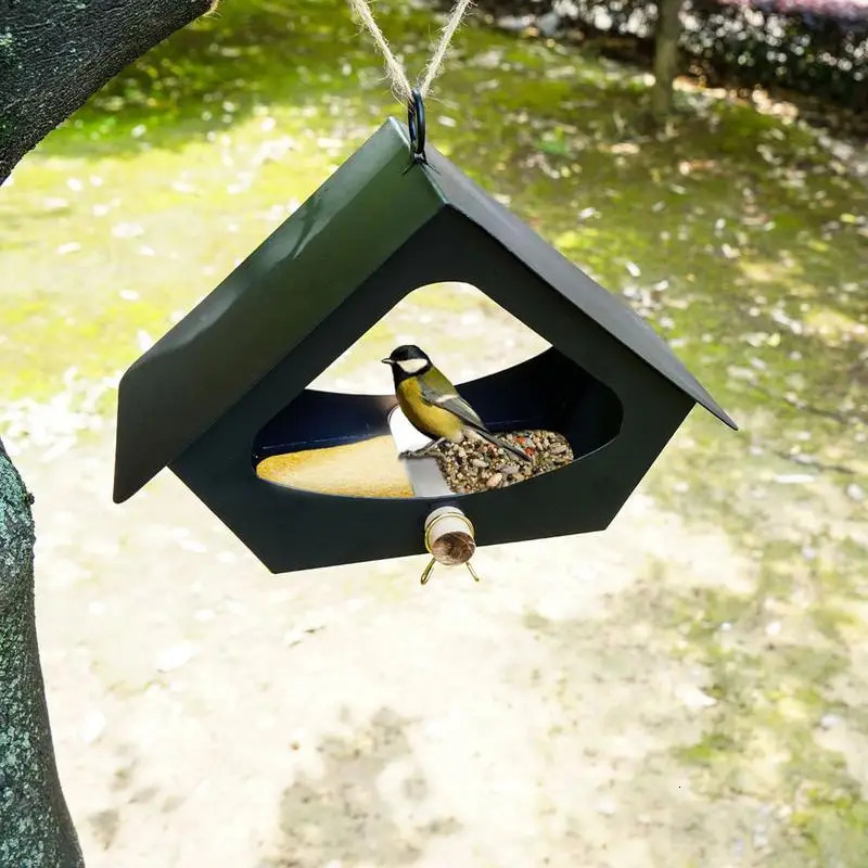 Metal Iron House Bird Feeder Outdoor Birds House Hanging Feeding Station Food Container For Garden Park 250121