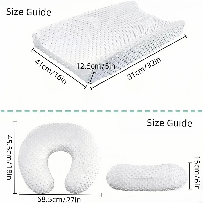 Soft Minky Dots Changing Table Sheets with Matching Nursing Pillow Cover for Baby Boy and Girl Changing Pad Cover 2PCS 250114