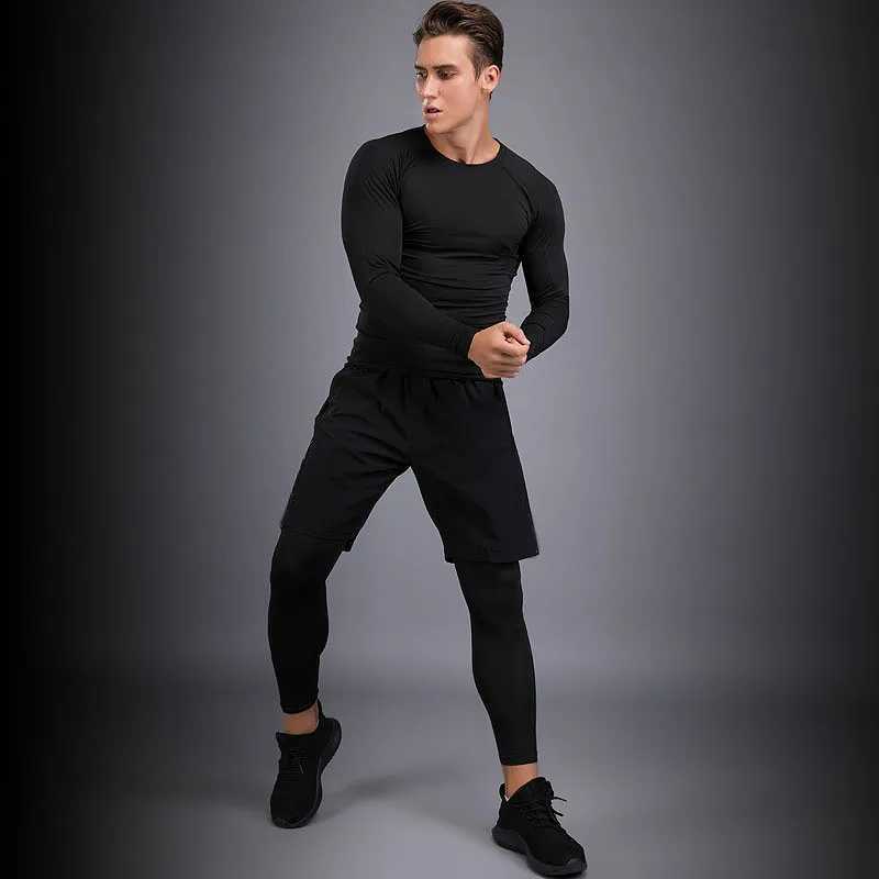 Mens 3-Piece Sportswear Sports Suit Running Gym Training Of Mens Quick-Drying Compression Clothing Tracksuit Men X250129