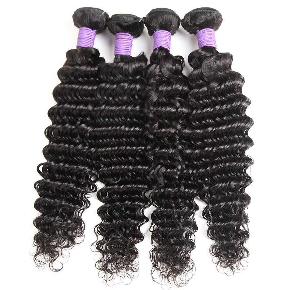 Deep Wave Hair Bundles With Frontal Peruvian DEEP Curly Human Hair Bundles with 13X4 Transparent Ear to Ear Lace Frontal CloXJ250120