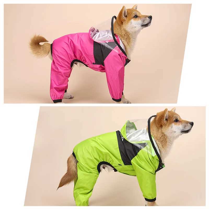 Pet Dog Raincoat Transparent Hooded Jumpsuit Waterproof Water Resistant Coat Clothes for Dogs Outdoor Pet Jacket SuppliesXJ250121