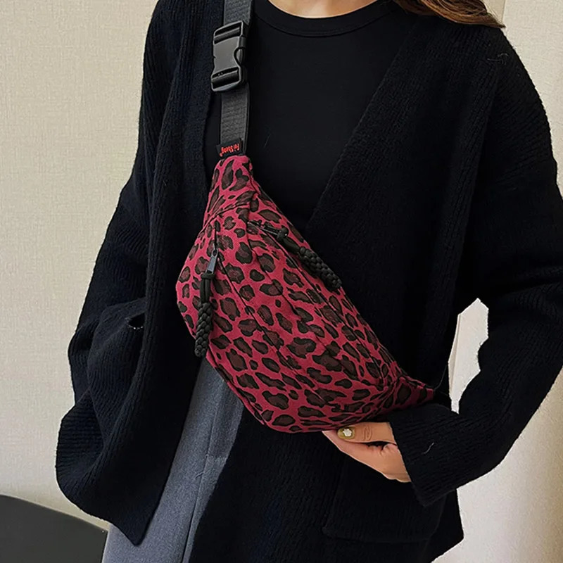 Fashion Leopard Print Waist Bag Street Trend Fanny Pack Woman Chest Pack Belt Bag Lady Shoulder Crossbody Bags 250122