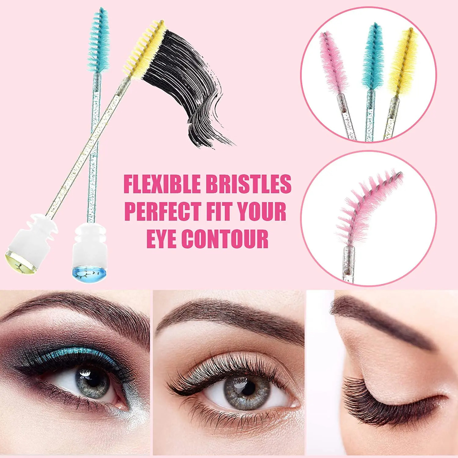 50pcs Reusable Mascara Wand Tube Disposable Eyelash Extension Brush Wand Replaceable Dust-proof Eyebrow Eye Lash Brushes 250121