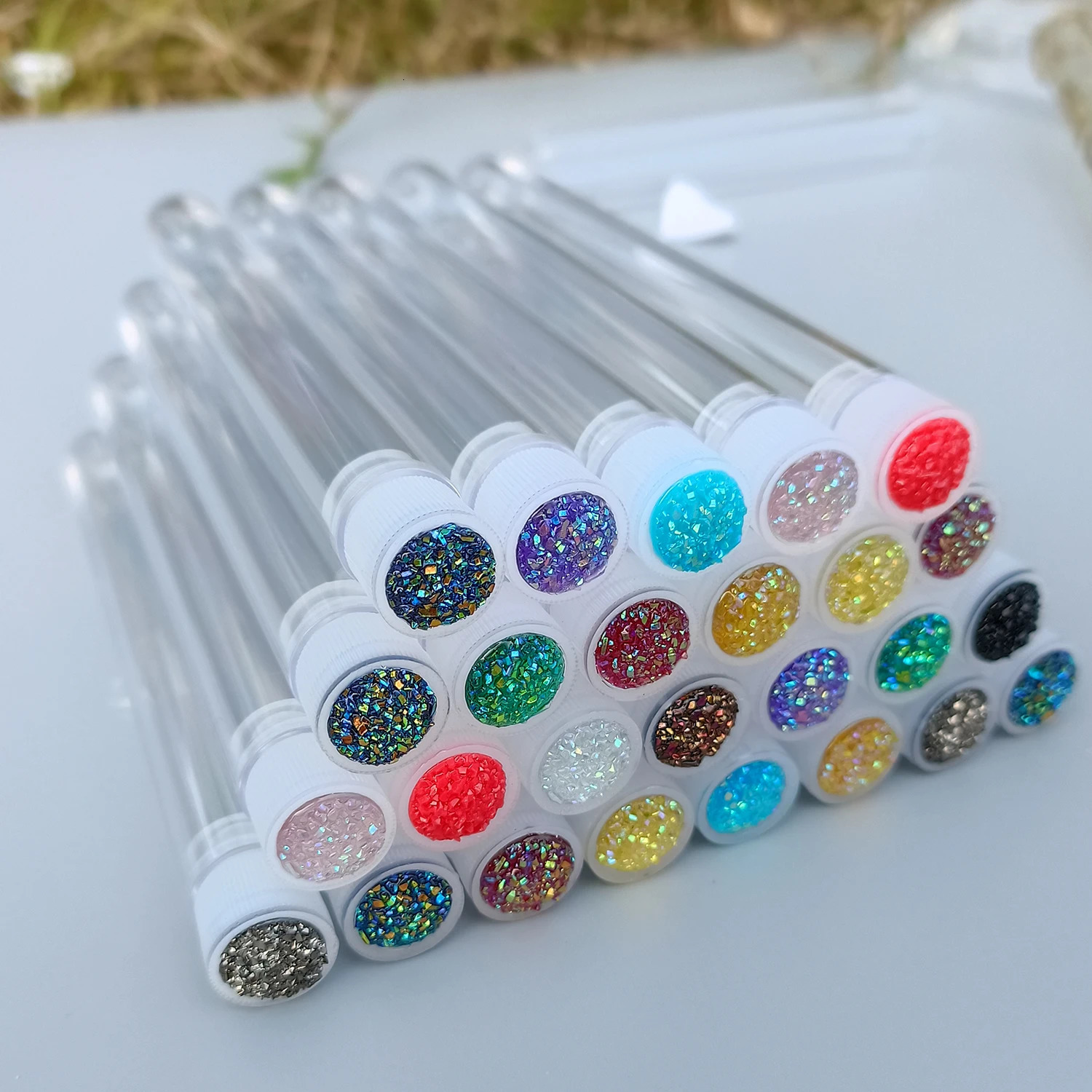50pcs Reusable Eyelash Brush Tube Eye Lash Brush Eyebrow Brush Resin Drill Replaceable Mascara Wand Brushes Dust-proof 250121