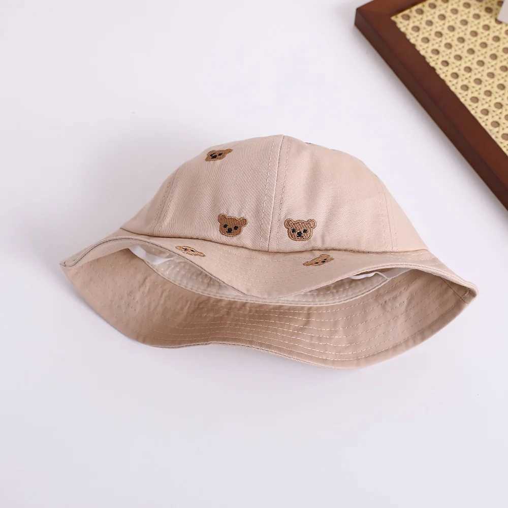 Embroidered Bear Baby Bucket Hat For 1-3Y Children New Spring Baby Boys Girls Sunshade Hat Lovely Outdoor Summer Hat Fishing Cap M250121