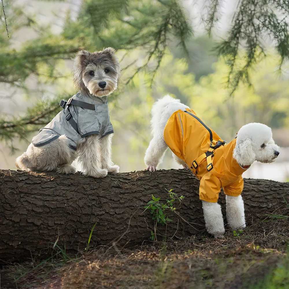 Waterproof Dog Rain Jacket with Harness Safety Reflective Dog Raincoat for Small Dogs Pet Outdoor Jackets for Jungle CampingXJ250121