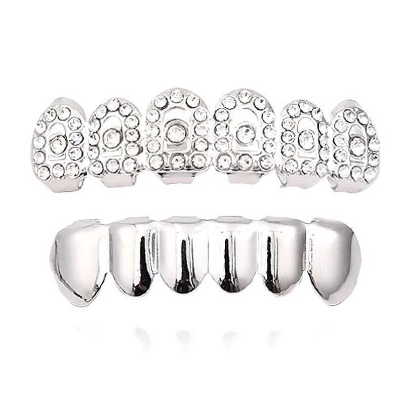 Hot 18K Zircon Gold-Plated Hip-Hop Teeth Vampire Fangs Tiger Tooth Metal Halloween Denture Teeth Decoration Popular JewelryXJ250114
