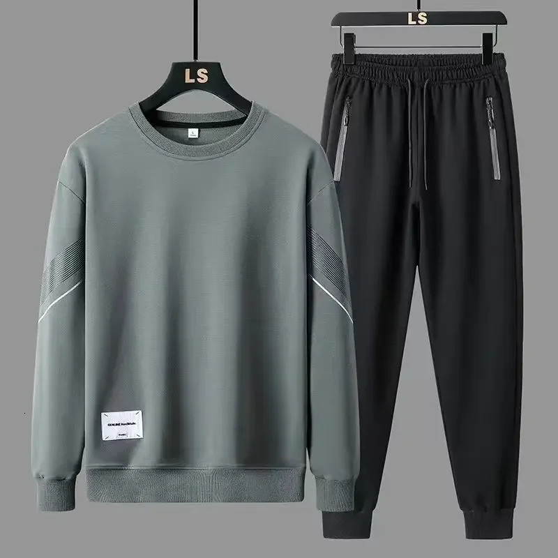 Autumn Mens Sports Suit Casual Sweatshirt Pullover 2-Piece Set Plus Size Round Neck Sweatshirt Stylish Male Tracksuit 250117