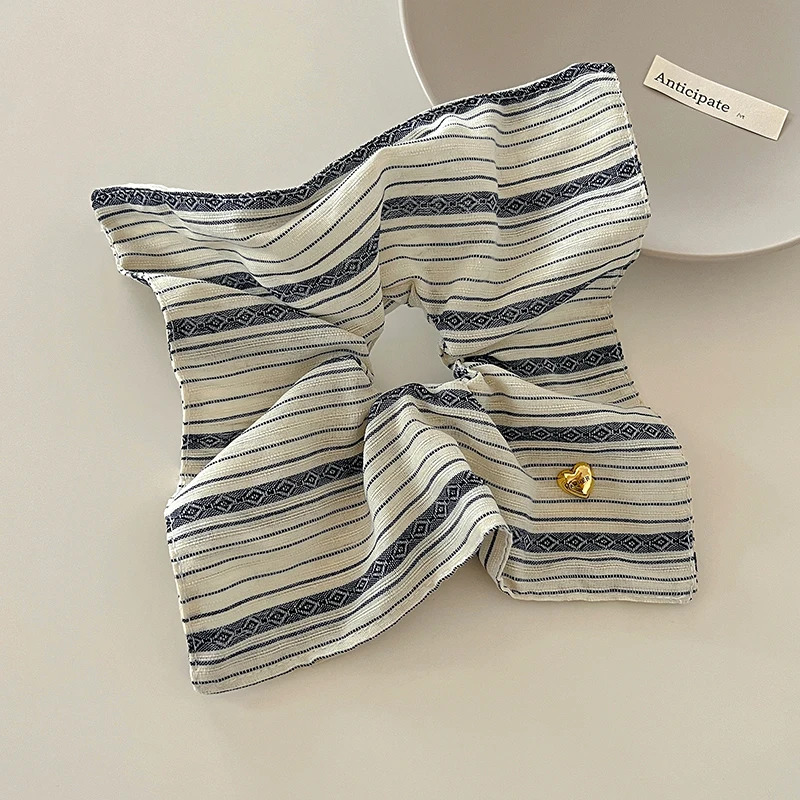 Korea Square Striped Cloth Scrunchies Women Girl Elastic Hair Rubber Band Accessories Tie Ring Rope Headdress Headwear 250117