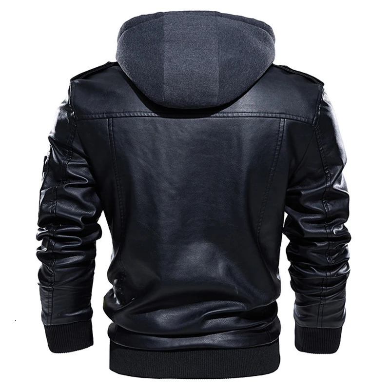 Man Winter Thick Warm Vintage Hooded Collar Club Bomber Leather Coats chaqueta Motorcycle Jacket Men Casual PU Leather Jackets 250120