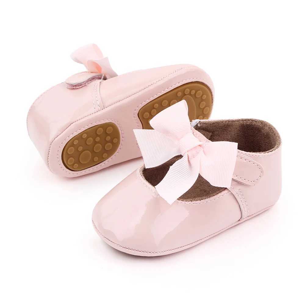 Baby Girl Princess Shoes High Quality PU and TPR Anti-slip Cute Bowknot Toddler Birthday Party Shoes for 0-18 M 2023 New Fashion X250129