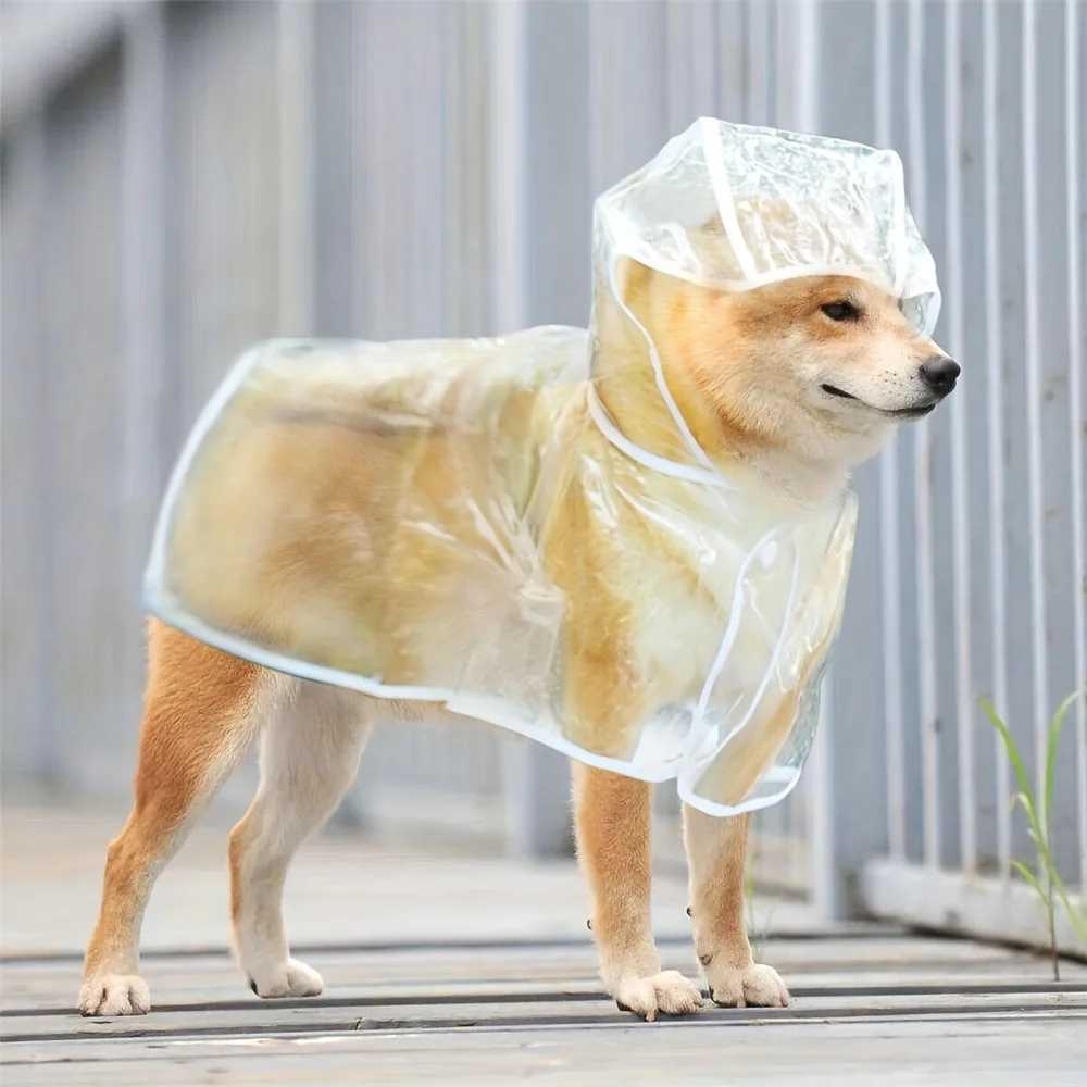 Dog raincoat clear PVC for medium dog breeds waterproof pet poncho with snap closure perfect for outdoor dog walking raincoaXJ250121