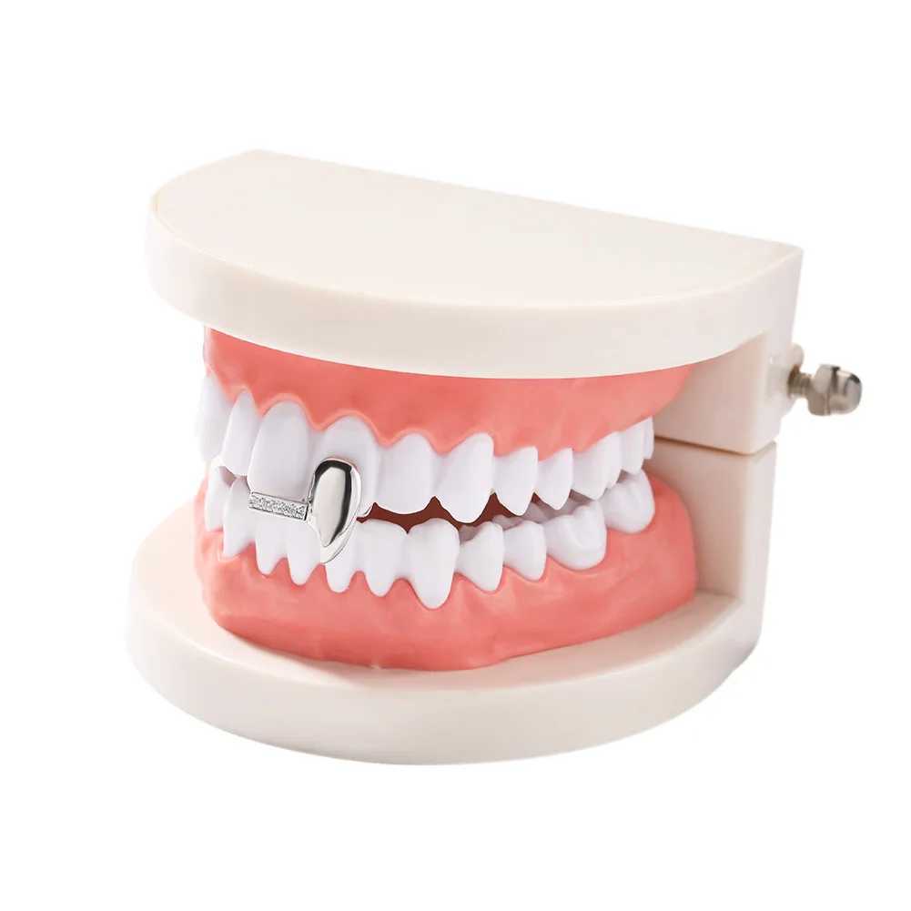 1PC New Shape Iced Out Teeth Grillz Hip Hop Top Bottom Grills Dental Mouth Punk Teeth Caps Cosplay Party TG116XJ250114