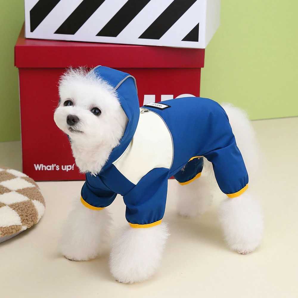Waterproof Dog Jumpsuit With Caps Four Legs Dog Raincoat for Small Dogs Puppy Clothes Reflective Chihuahua Rain Coat Pet CostumeXJ250121