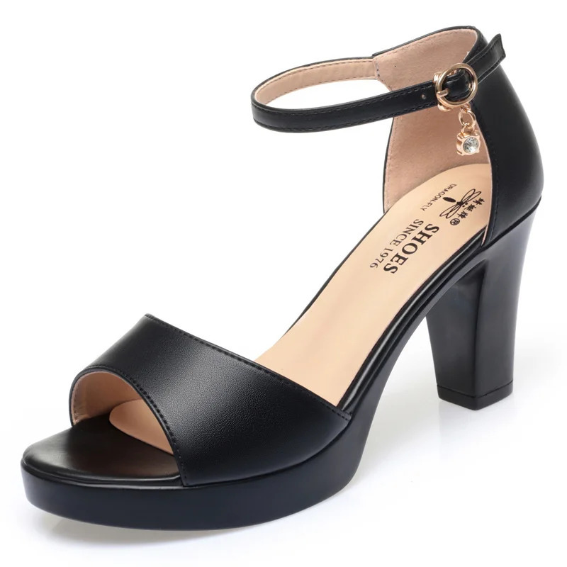 Summer Women Block Heels Fashion Breathable High Heels Sandals Classic Fish Mouth Buckle Versatile Waterproof Platform Sandals 250113