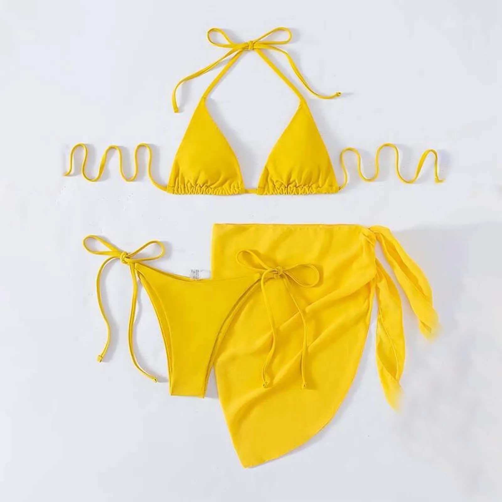 White Print Push Up Swimsuits Women Push Up Bikinis Set 3 Piece 2024 jer Swimwear Mesh Skirts Kontted Bathing Suit BeachwearXJ250120