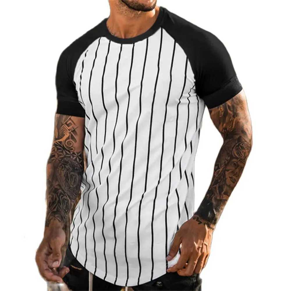 Mens Street T-shirt Vintage Tee Summer Male 3d Stripe Print Short Sleeve Tops Everyday T Shirt Oversized Clothing Shirt Man HotXJ250117