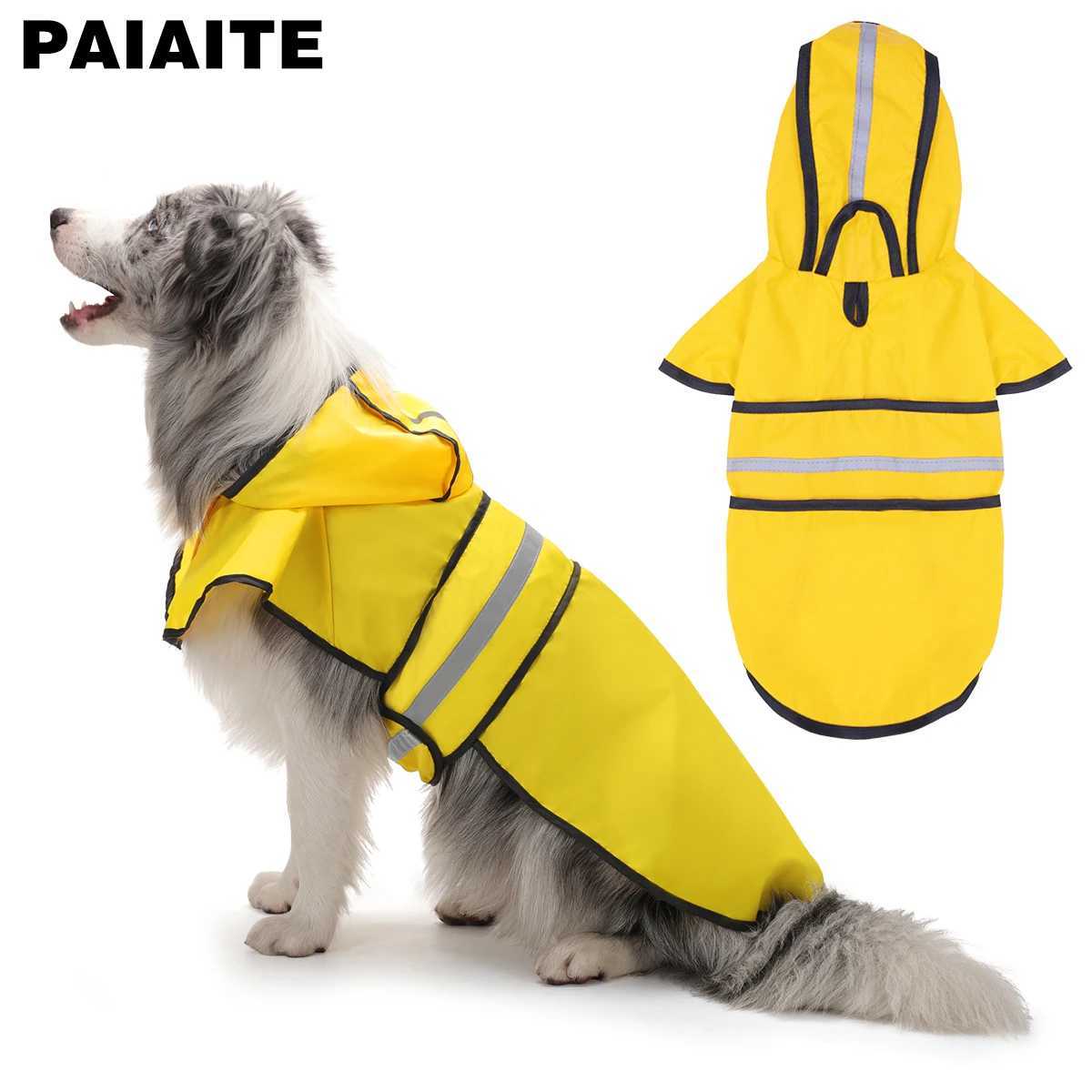 Dog Raincoat Hooded Poncho Adjustable Waterproof Reflective Rain Jacket for Small Medium and Large DogsXJ250121