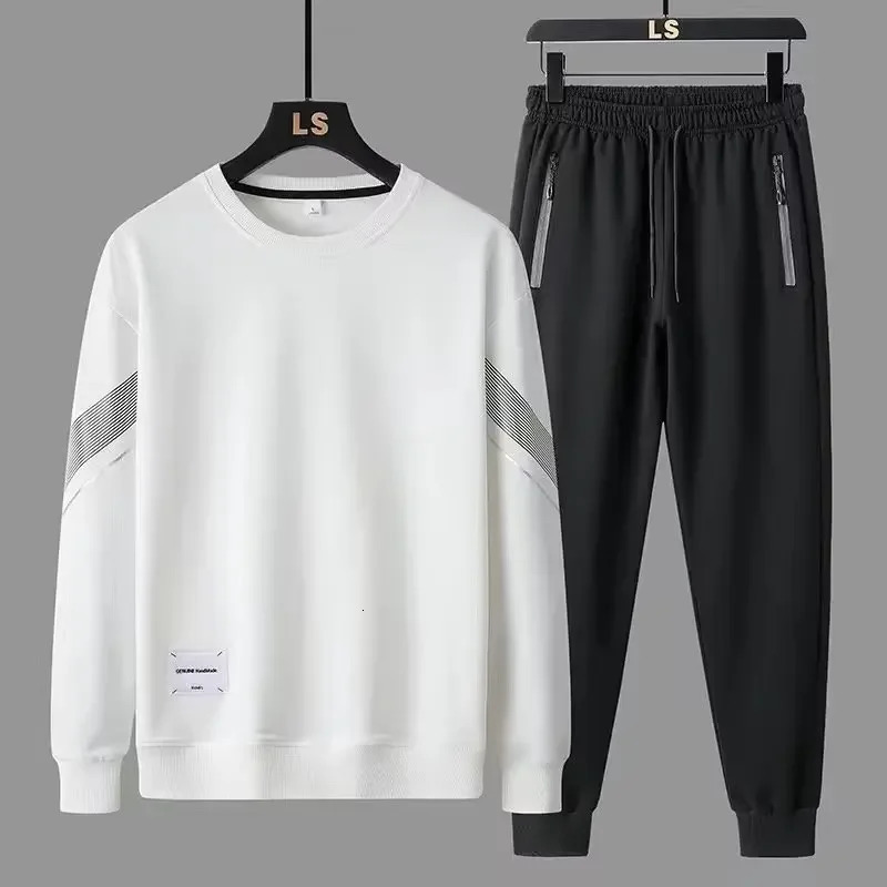 Autumn Mens Sports Suit Casual Sweatshirt Pullover 2-Piece Set Plus Size Round Neck Sweatshirt Stylish Male Tracksuit 250117