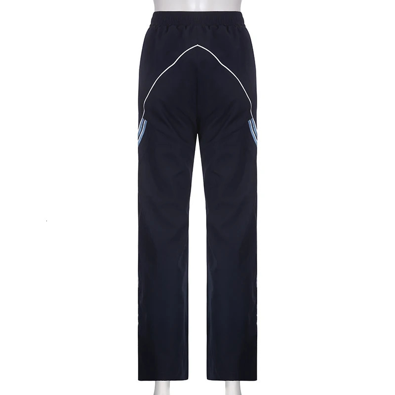 Darlingaga Casual Stripe Spliced Techwear Sweatpants Sporty Chic Basic Trousers Baggy Stitched Elastic Waist Joggers Pants 250122