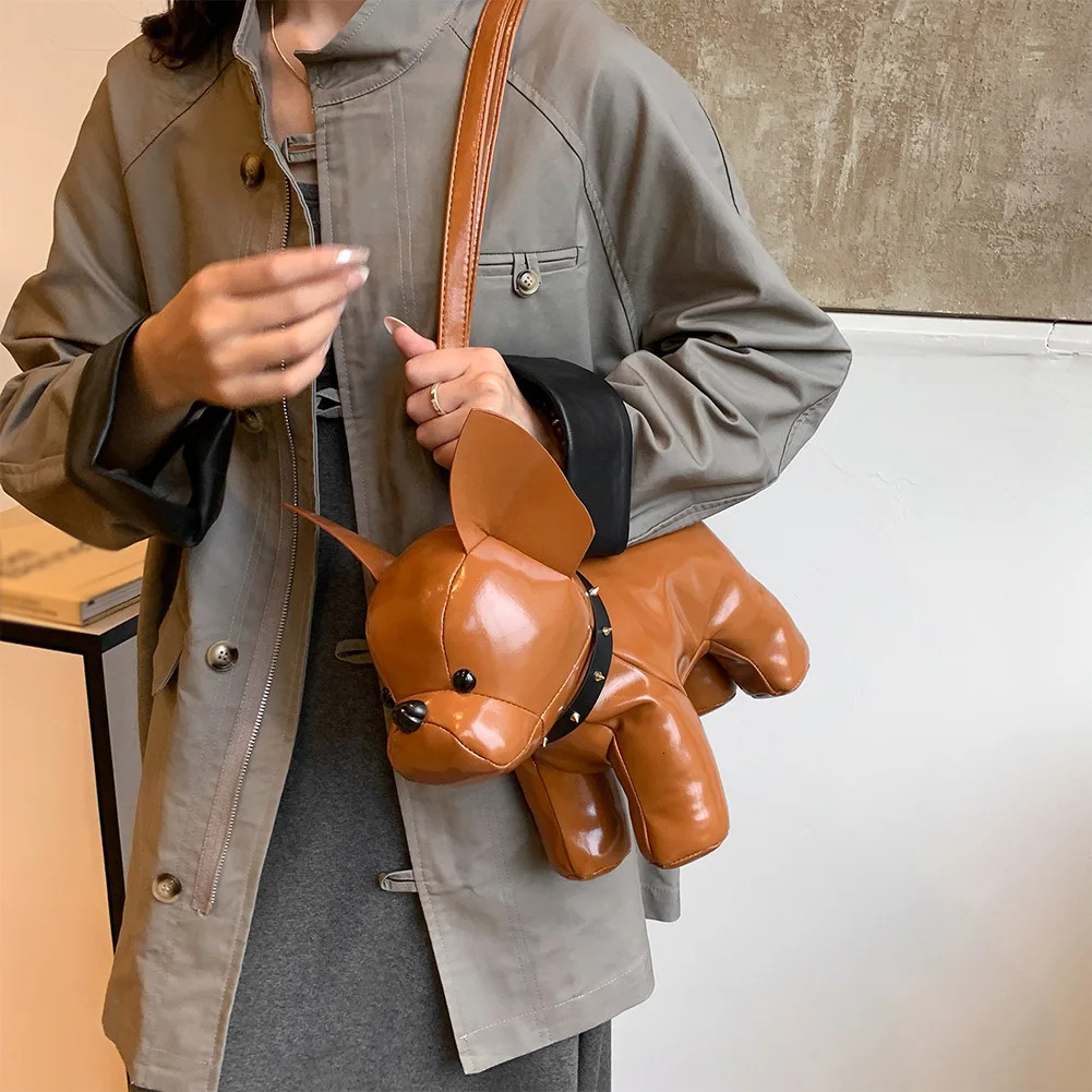 Cartoon Bulldog Shaped Cute Crossbody Bags for Women PU Leather Sling Purse Shoulder Bag Solid Color Casual Female Messenger Bag 250122