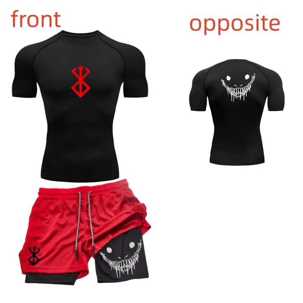 Mens fashionable casual fitness set gym quick drying sportswear shorts+shirt 2-piece set running training summer X250129