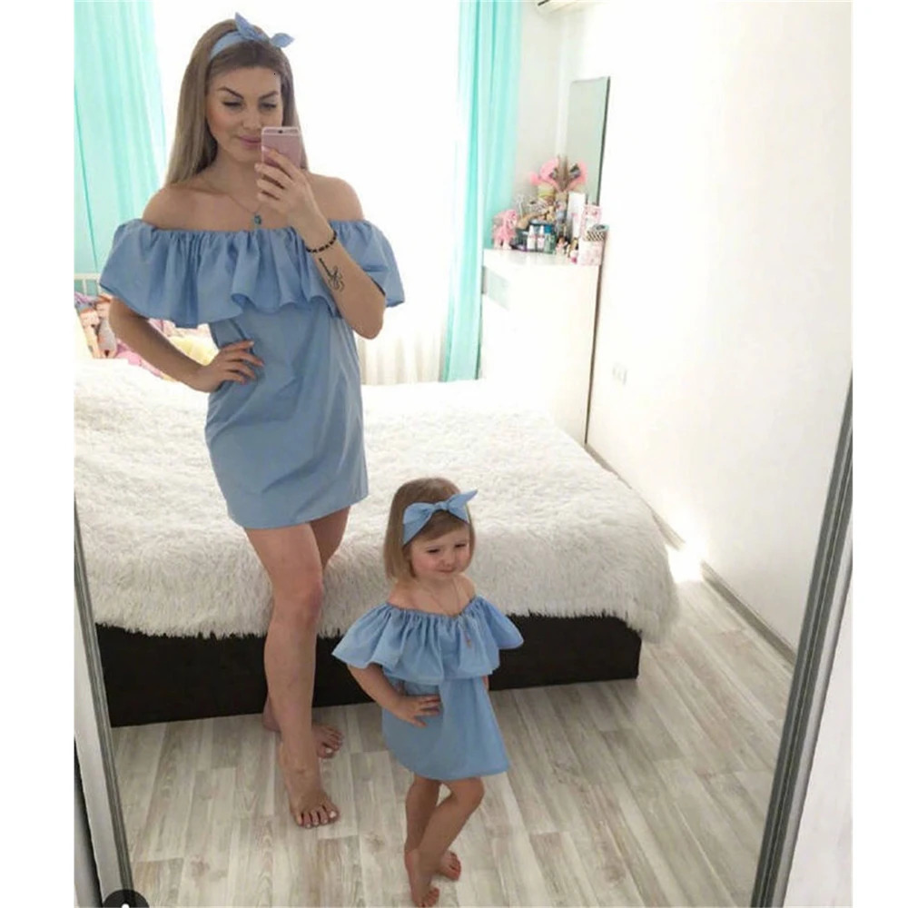Mother Daughter Dresses Family Clothing Matching Mother Little Girl Clothes Family Look Dress Roupa mae e filha rapa mama e hija 250117