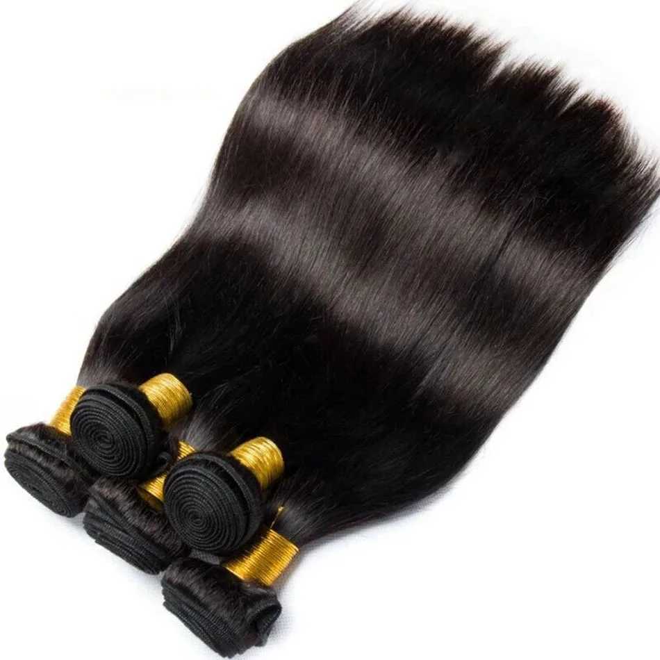Bone Straight Human Hair Bundles With Frontal Clo 30 32 Inch Virgin Hair Weave Bundles With Clo Remy Hair ExtensionsXJ250120