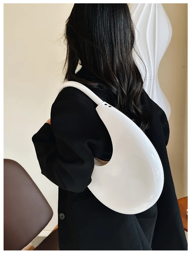 Women Bag Half Moon Fashion Solid Soft PVC Bags Shoulder Bag Handbag All-match 250122