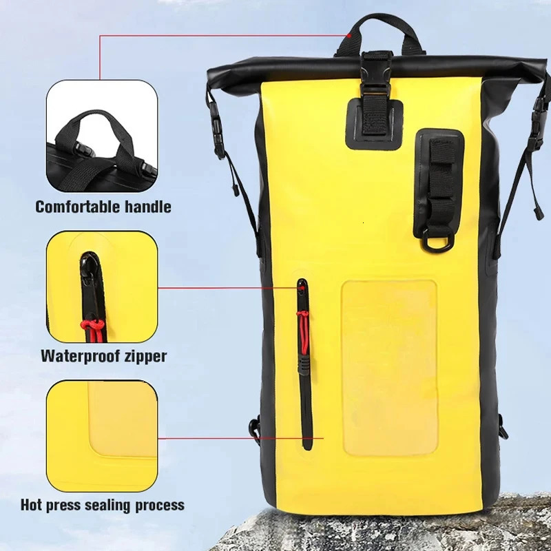 25L 30L Swimming Bag Dry PVC Backpack Waterproof Bucket Sack Large River Trekking Bags Rafting Outdoor Travel Storage Handbag 250121