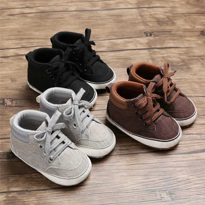Newborn Baby Boy Girl Soft Sole Crib Shoes Solid Causal Frenulum Anti-slip Sneakers Prewalker Shoes X250129