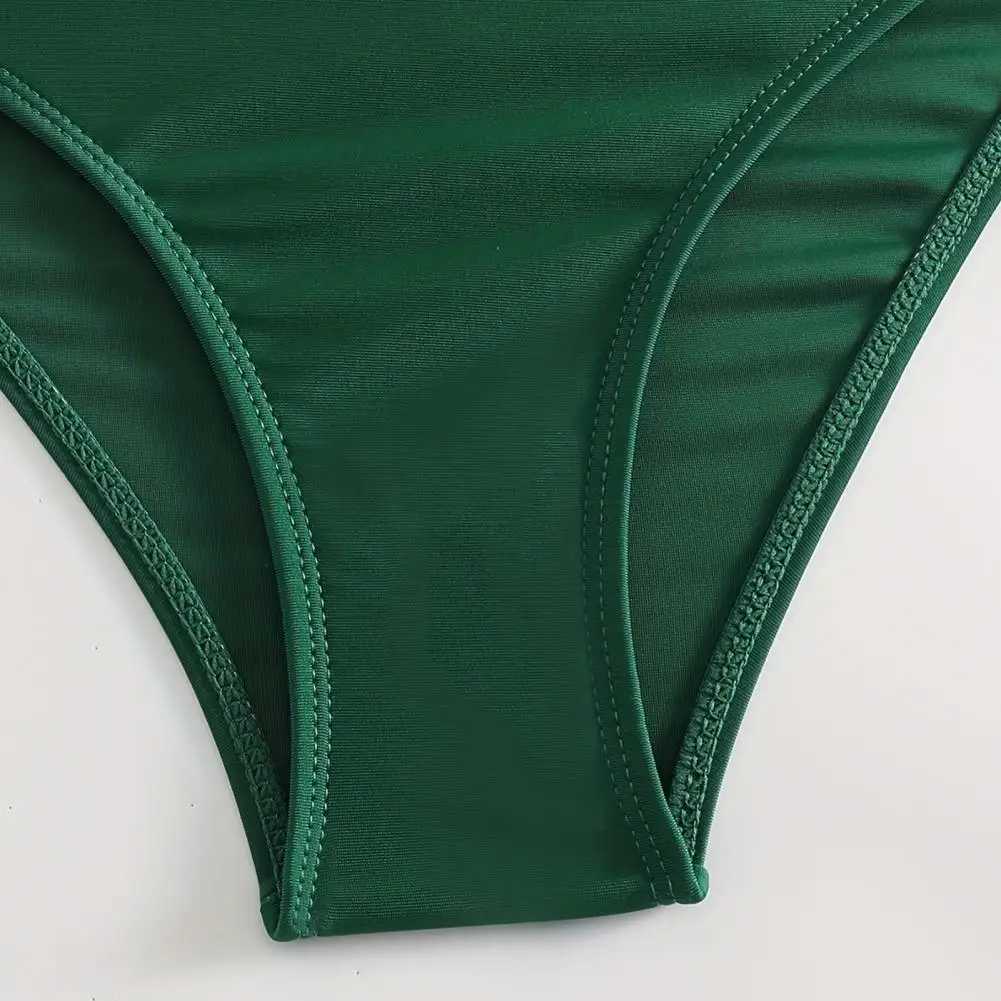 2Pcs/Set Summer Women Bikini Set V-Neck Sveless High Waist Lady Swimsuit Side Drstring Tummy Control Bating Suit SwimwearXJ250120