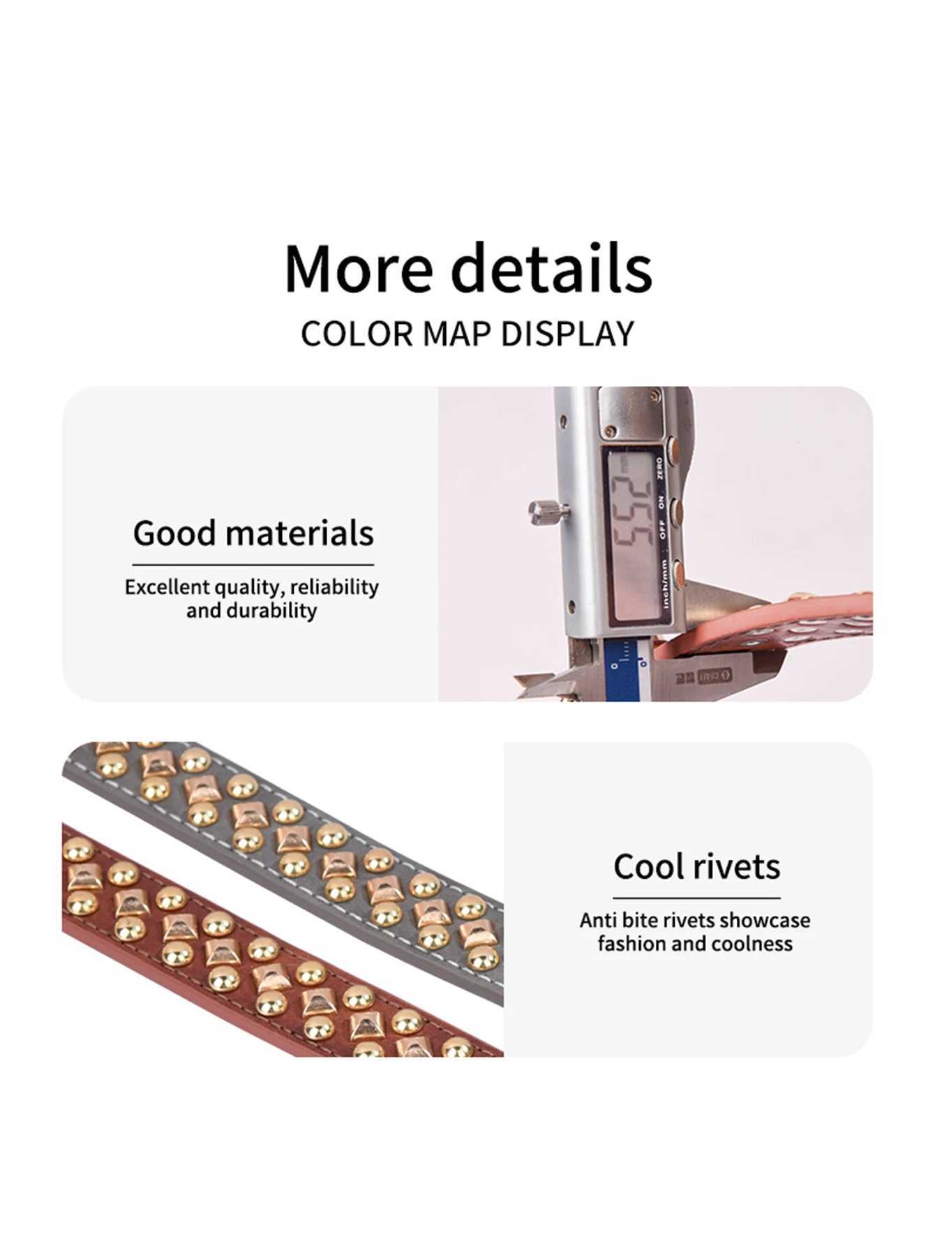 CP434 Rivet Leather Collar Golden Rivet Decoration Pet dog Collar Apply to Small Medium Large Dogs Retro style collar . X250129