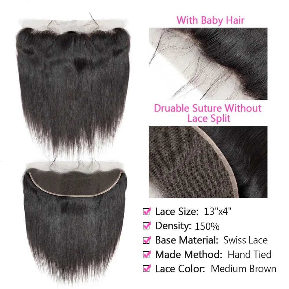 Bone Straight Human Hair Bundles With 13x4 HD Lace Frontal With Extensions Brazilian Weavings 3 Bundles With Clo for WomenXJ250120