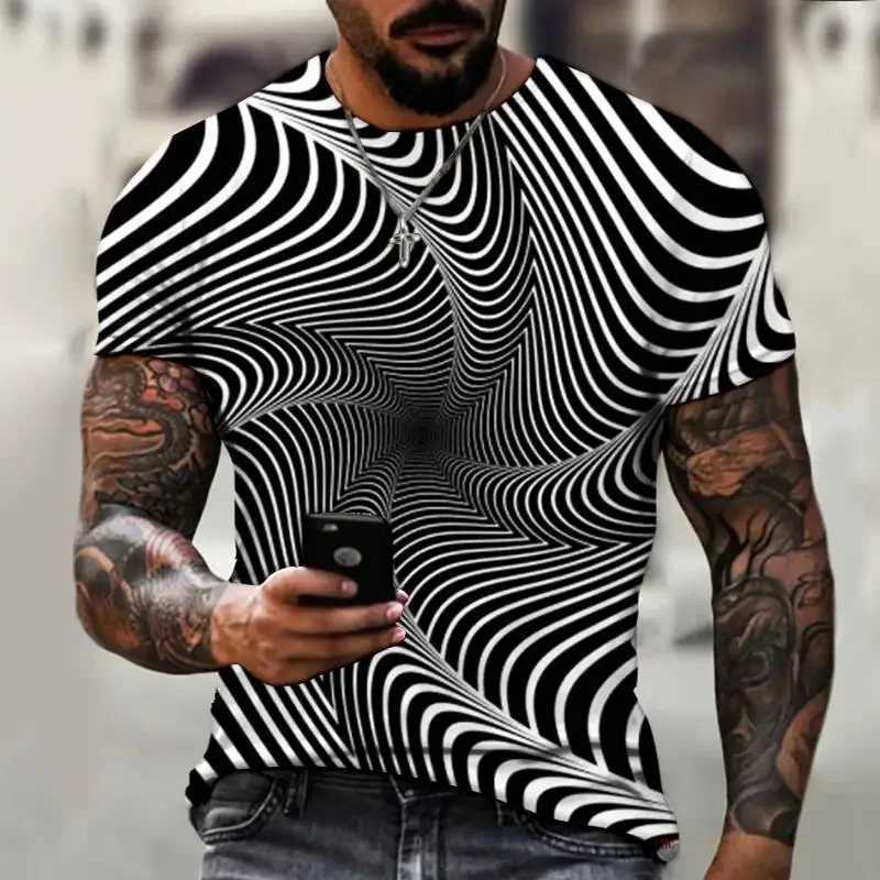 Mens 3D pattern T-shirt loose oversized mens clothing retro fashionable short sleeved top round neck fun and affordableXJ250117
