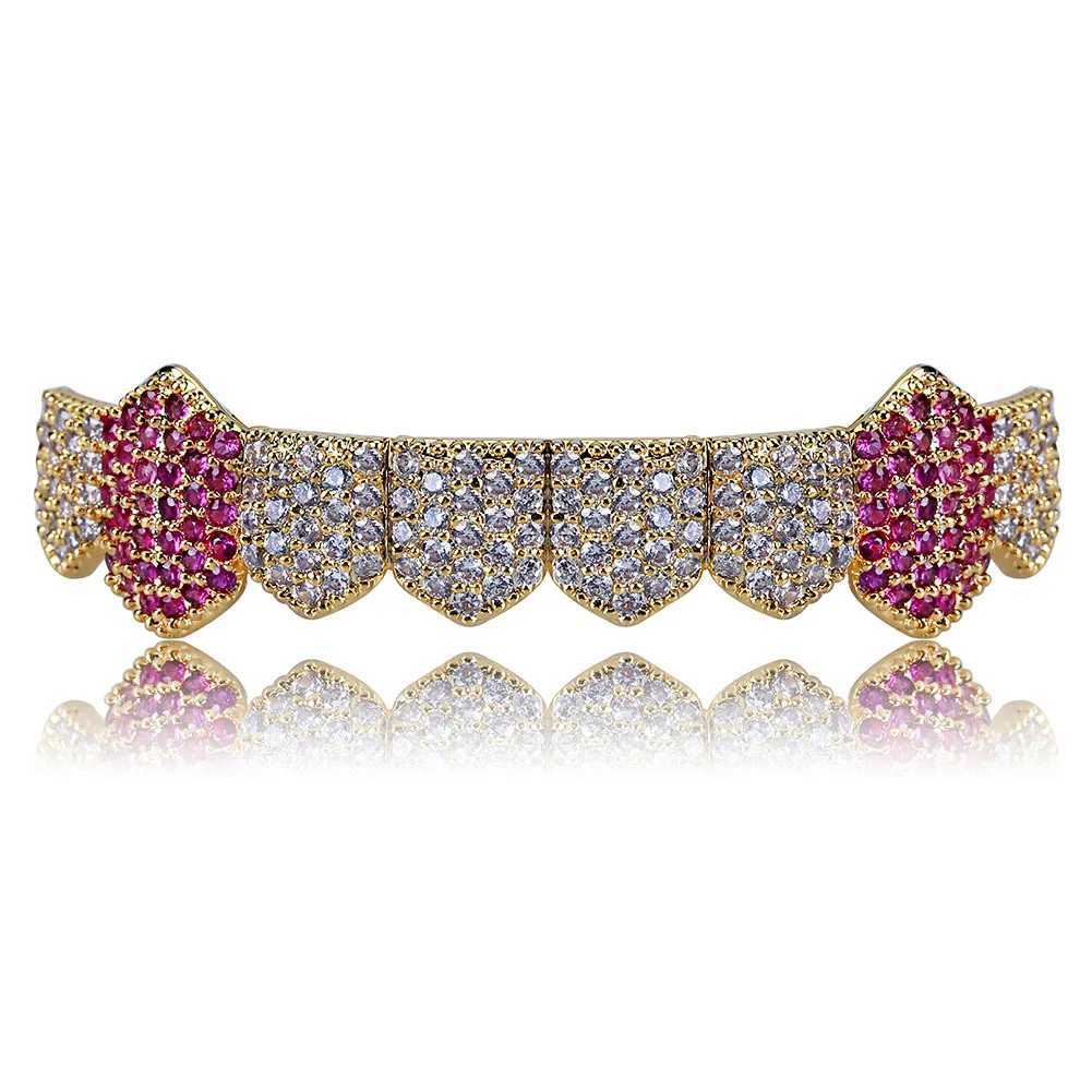 Bling Cubic Zircon Teeth Grillz Set For Unisex Bottom Mouth Gold Silver Color Removable Dental Fashion JewelryXJ250114