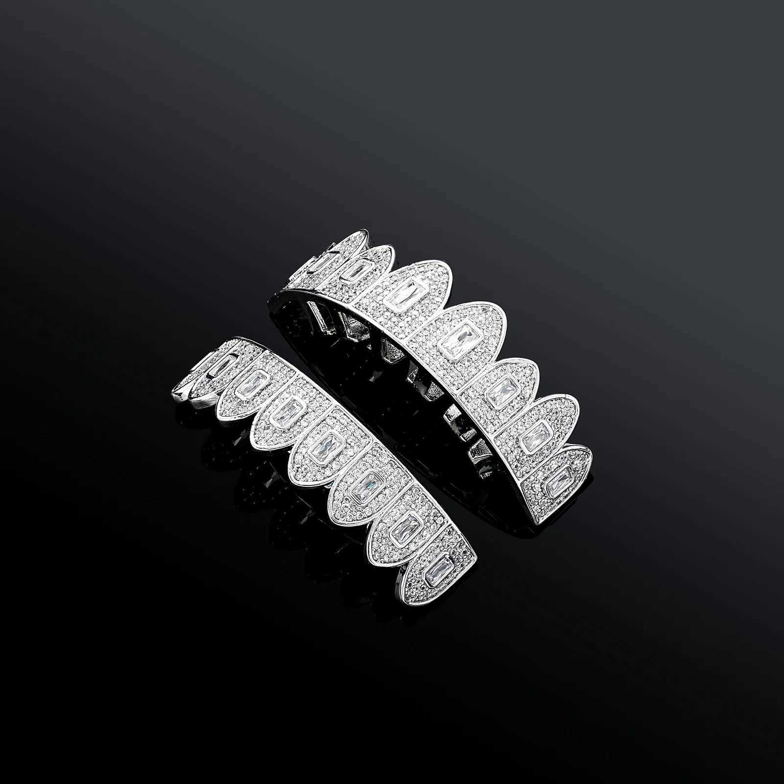 Hip Hop Teeth Grillz Irregular Rhinestones Silver 18K Gold Plated Tooth Rapper Jewelry Iced Out Grills For Men WomenXJ250114