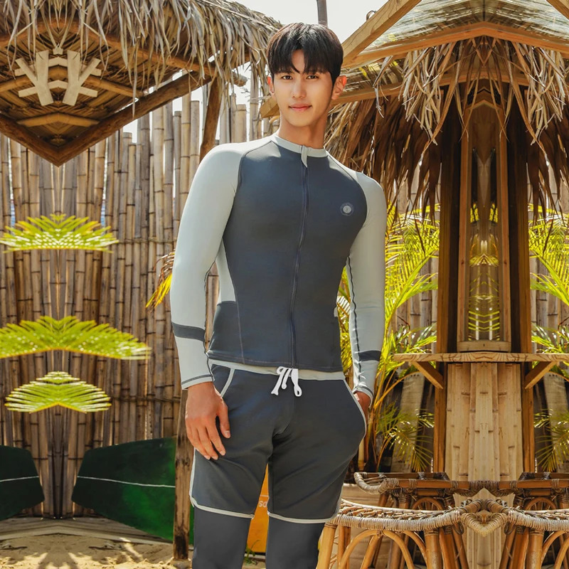 Rash Guards Couples Patchwork Long Sleeve Multi Pieces Swimsuit Swimwear Bathing Suits Surfing Long Pant Women Men Boy Girl 250117