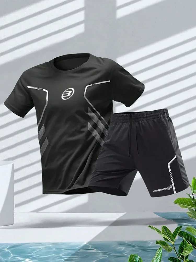 Bullpadel Mens Sports T-shirt and shorts Summer Soccer Training Badminton Sport Short mens Tennis sport Short sleeve top X250129