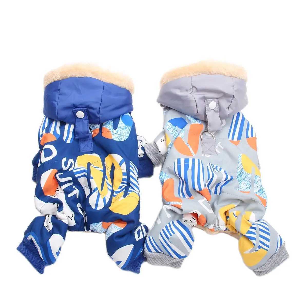 Dog Cat Warm Jumpsuit Hoodie Letters Print with Leash Ring Pet Puppy Coat Jacket Outfit for Dogs Cats Small MediumXJ250121