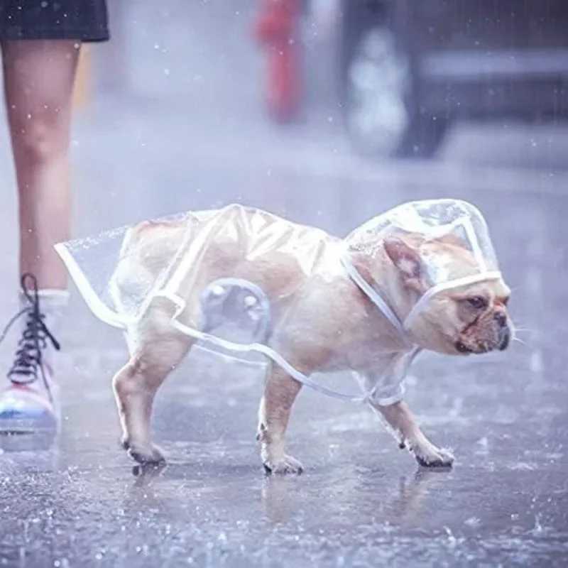 1pc Transparent Hooded Pet Dog Plastic Raincoat Dog Clothes Poncho For Small Dogs Little Puppy Pet Outdoor AccessoriesXJ250121