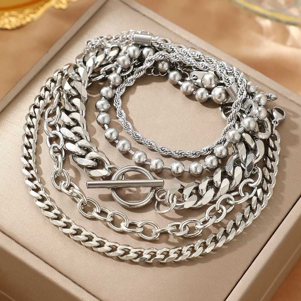Stainless Steel Bracelets Set 5 Pcs Fashion Luxurious Unusual Non-fading High-quality Bracelet Set For Wen Jewelry Party Gift X250129